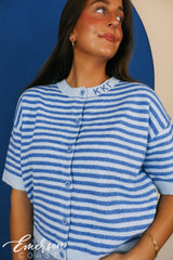 Kappa Blue Striped Short Sleeve Cardigan