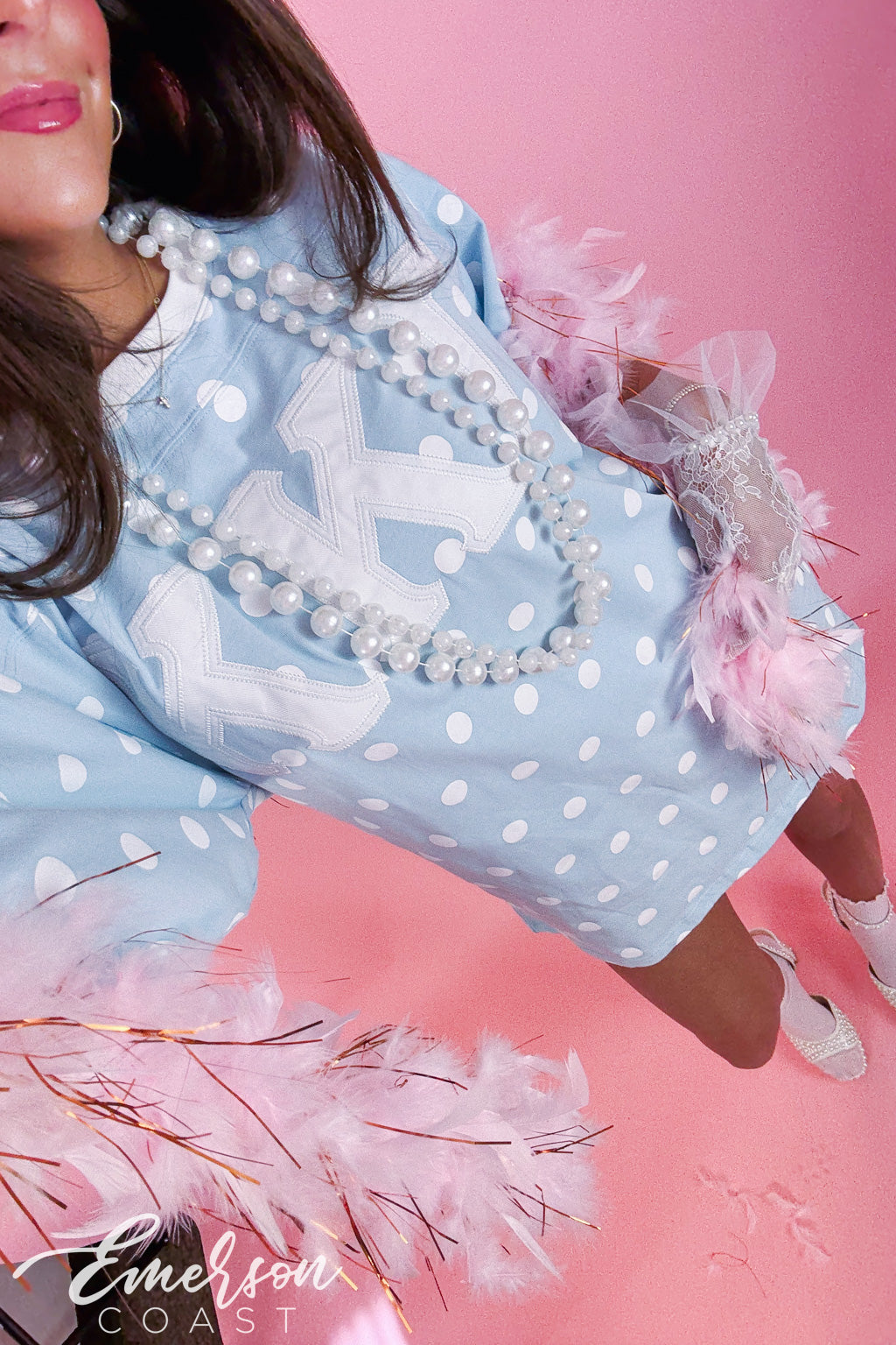 KKG Light Blue Polka Dot Letter Jersey