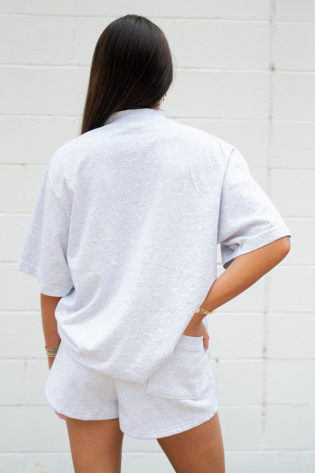 LA Apparel Mock Neck Tee And Shorts Set