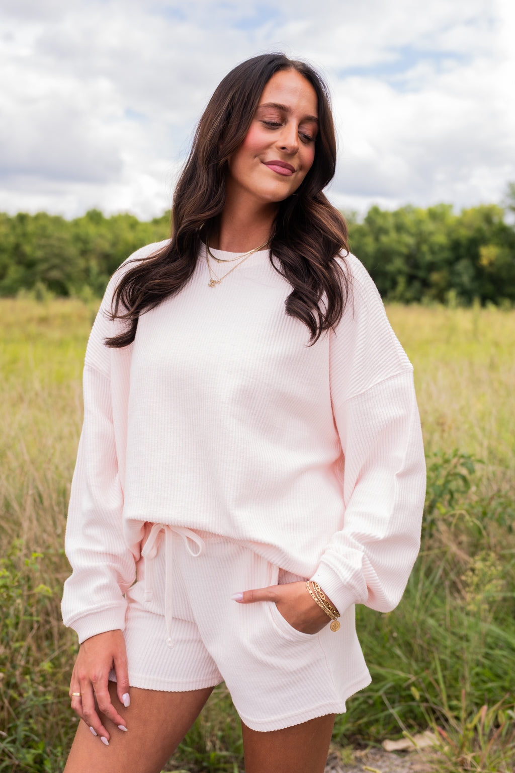 Corded Crewneck and Shorts Set