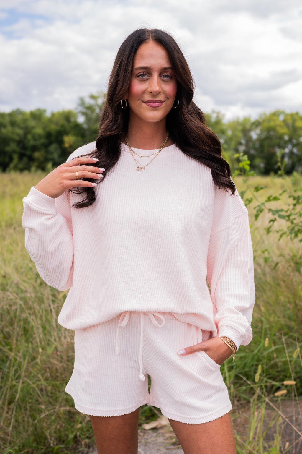 Corded Crewneck and Shorts Set