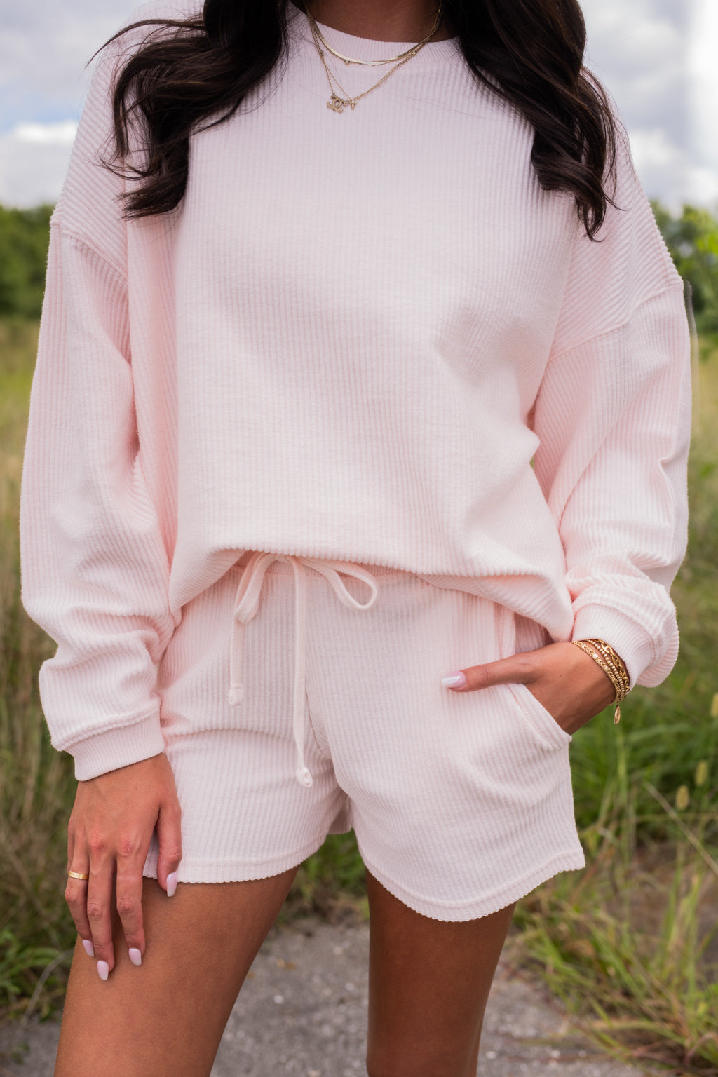Corded Crewneck and Shorts Set