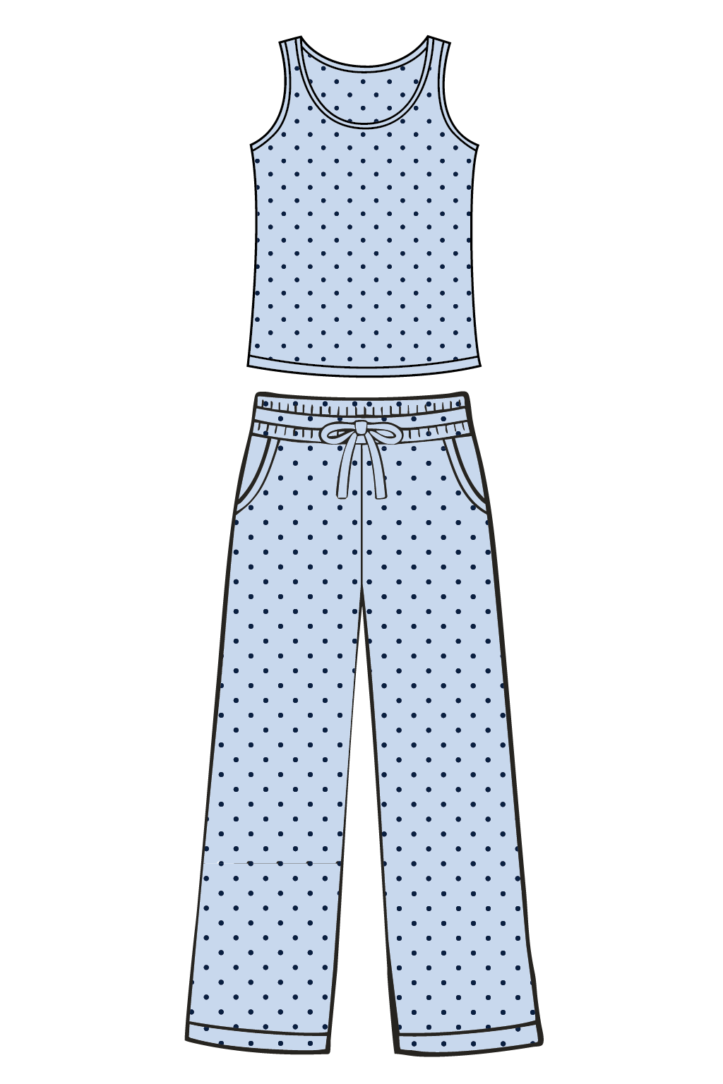 Lt Navy Blue Polka Dot