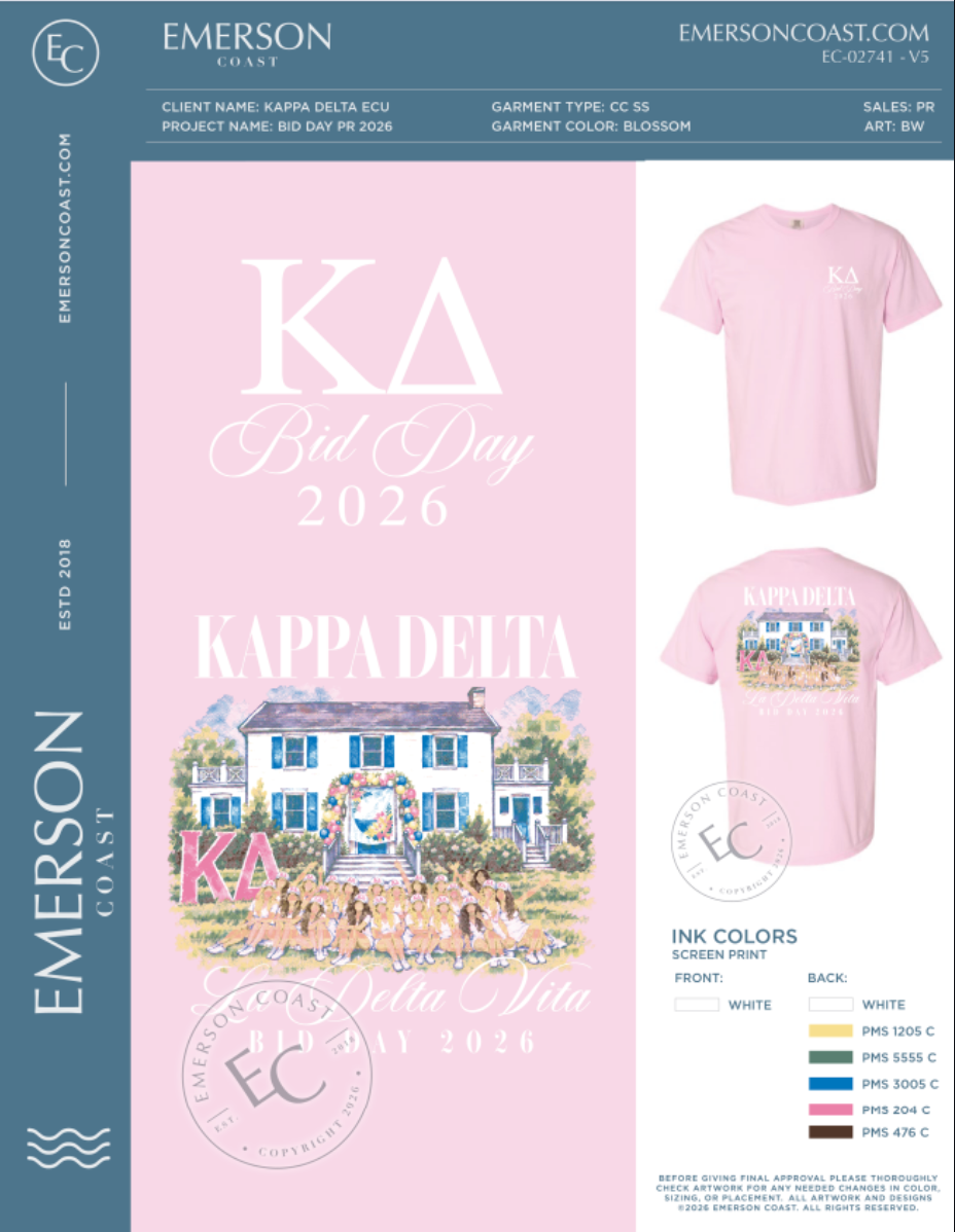 EC-02741 REP Kappa Delta East Carolina University Bid Day PR 2026-PR - No Pocket Tee