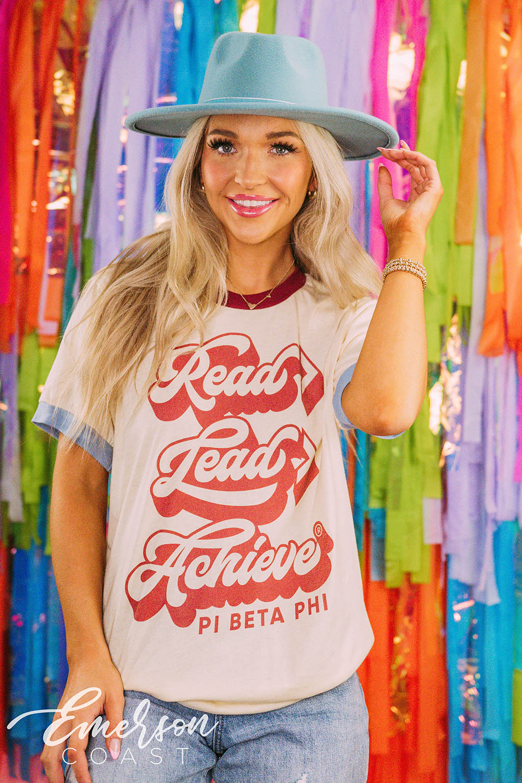 Pi Phi Philanthropy Read Lead Achieve Retro Text Ringer