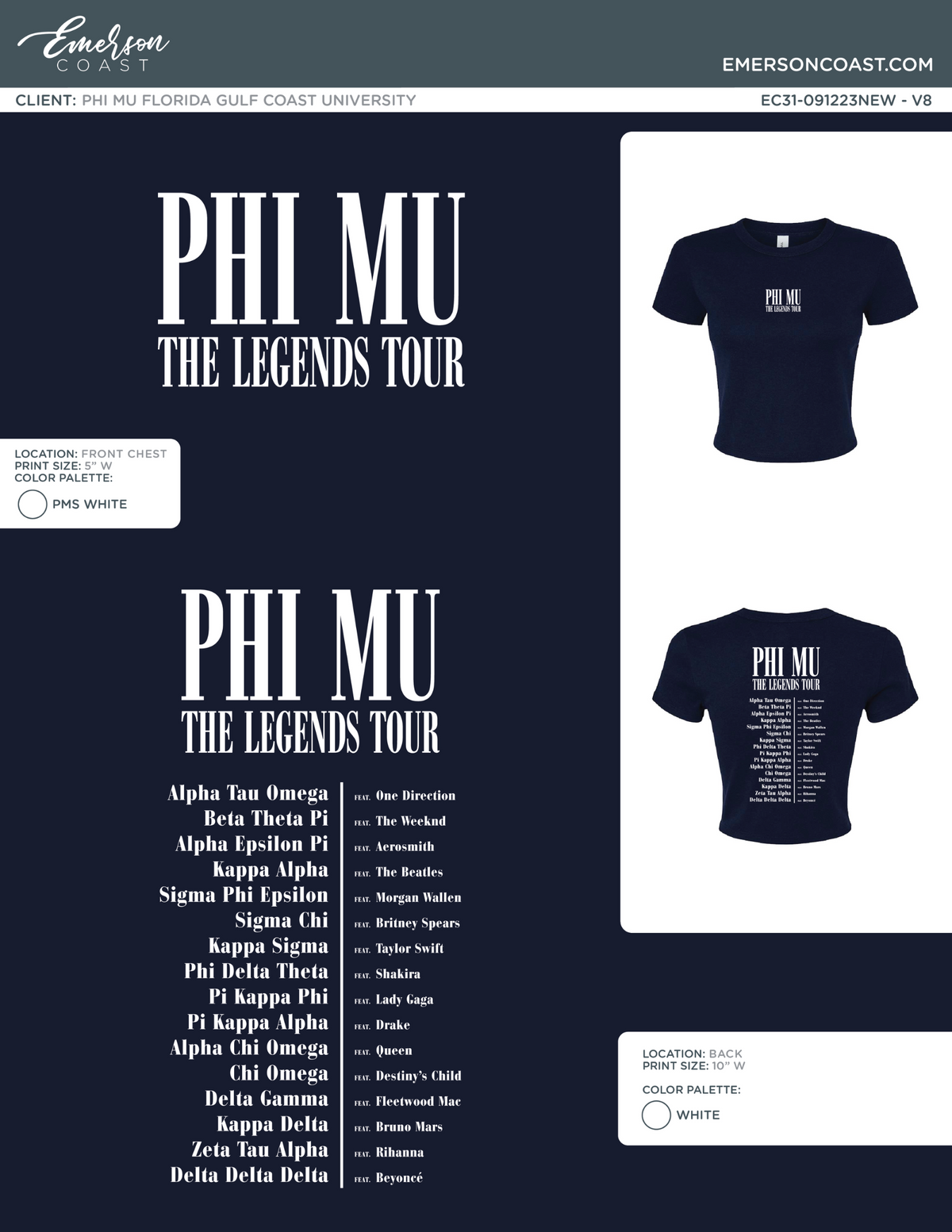 Phi Mu The Legends Tour Baby Tee