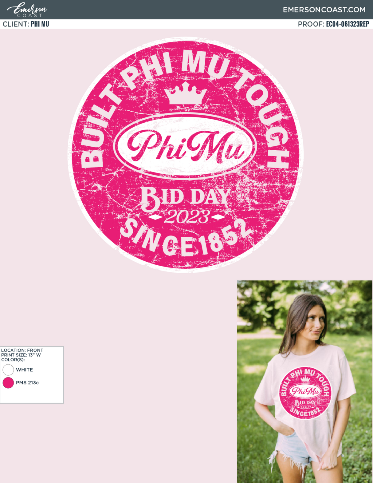Phi Mu Built Tough Bid Day Tee