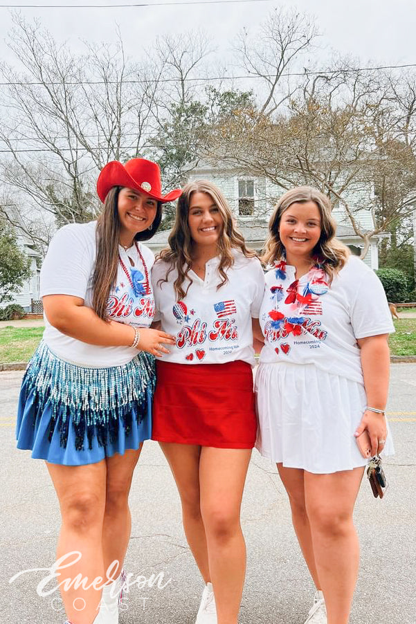 Phi Mu Red White & Blue Homecoming Henley - Emerson Coast Phi Mu Red White & Blue Homecoming Henley - Emerson Coast