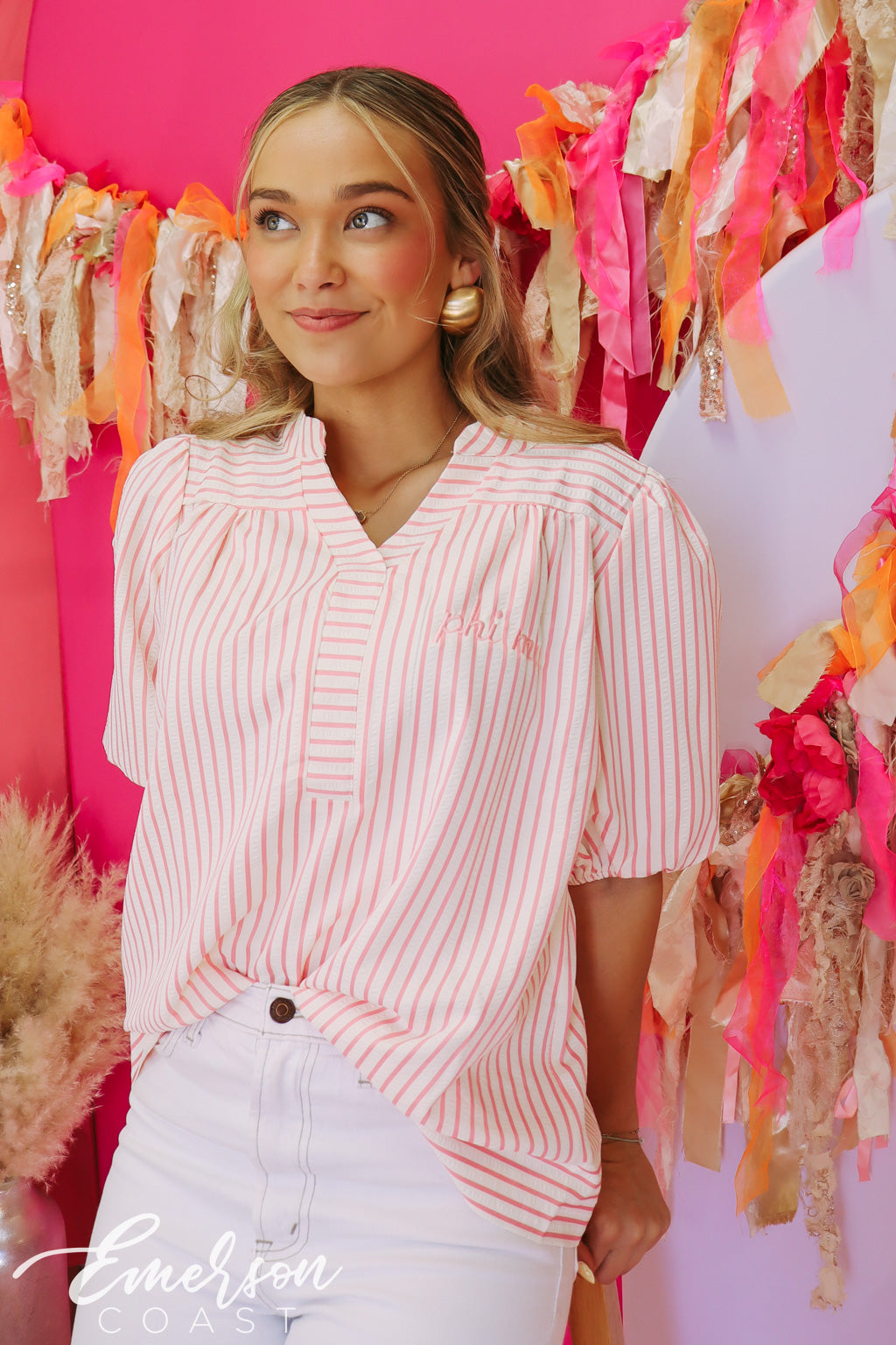 Phi Mu Striped Stratford Blouse