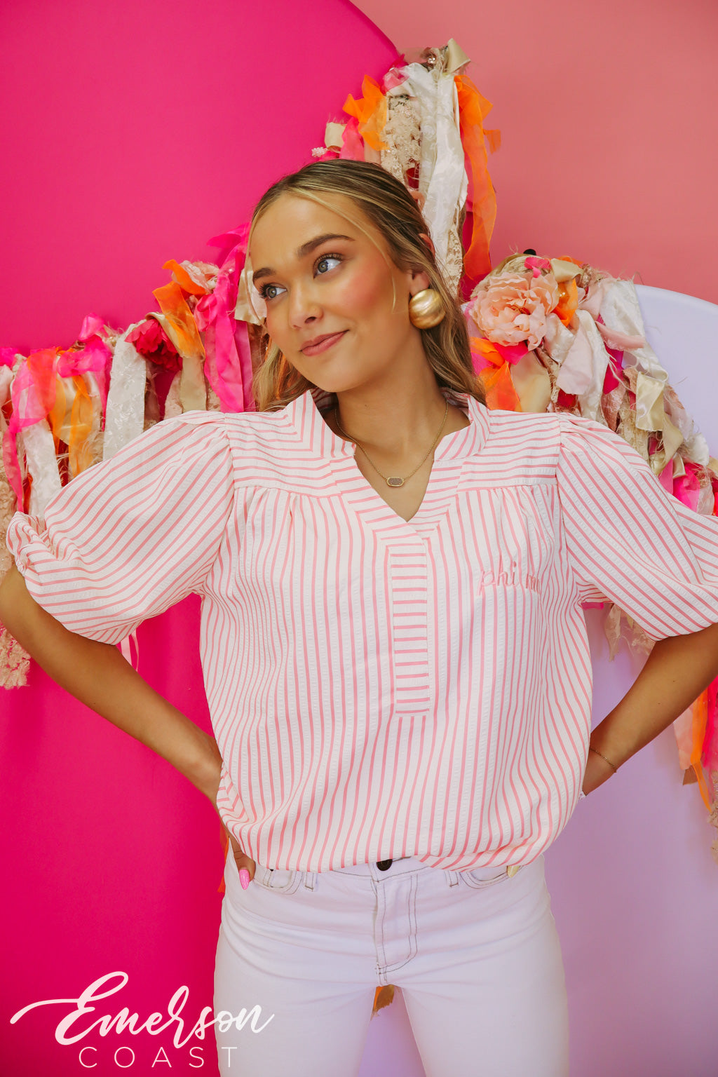 Phi Mu Striped Stratford Blouse