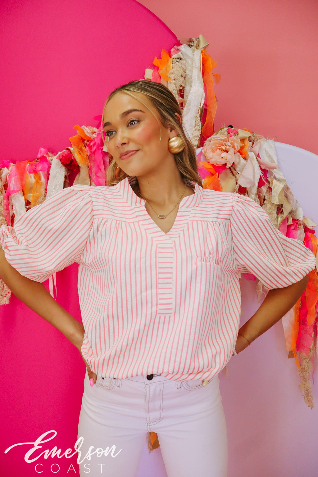 Phi Mu Striped Stratford Blouse