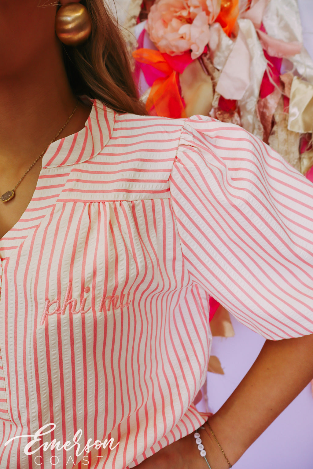 Phi Mu Striped Stratford Blouse