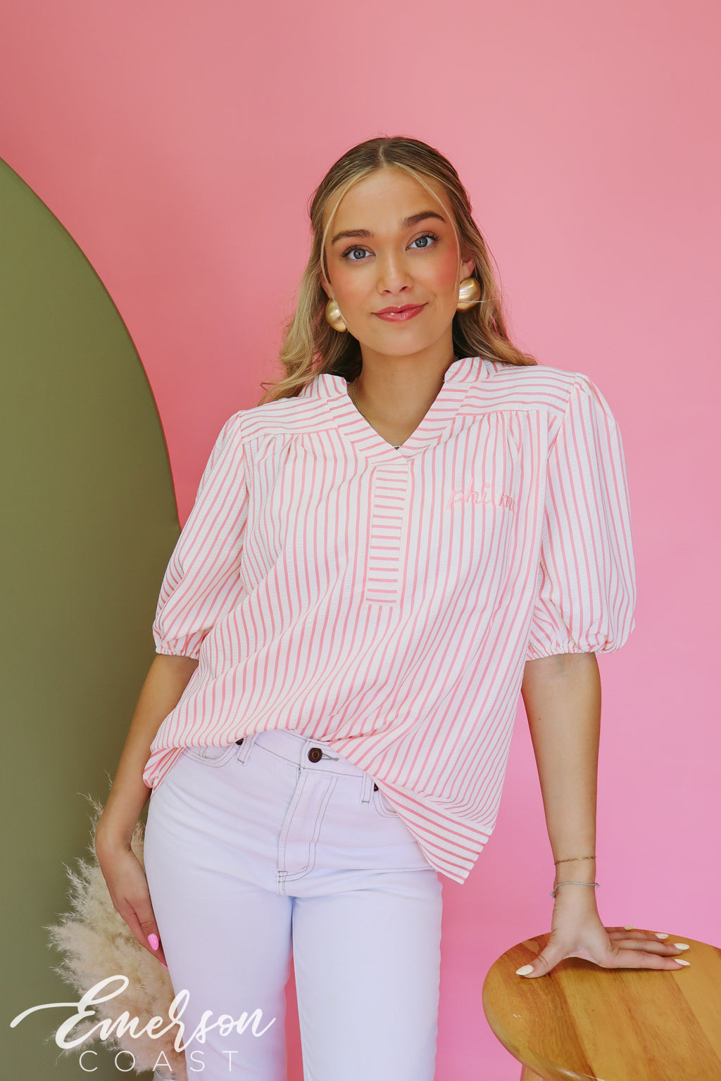 Phi Mu Striped Stratford Blouse