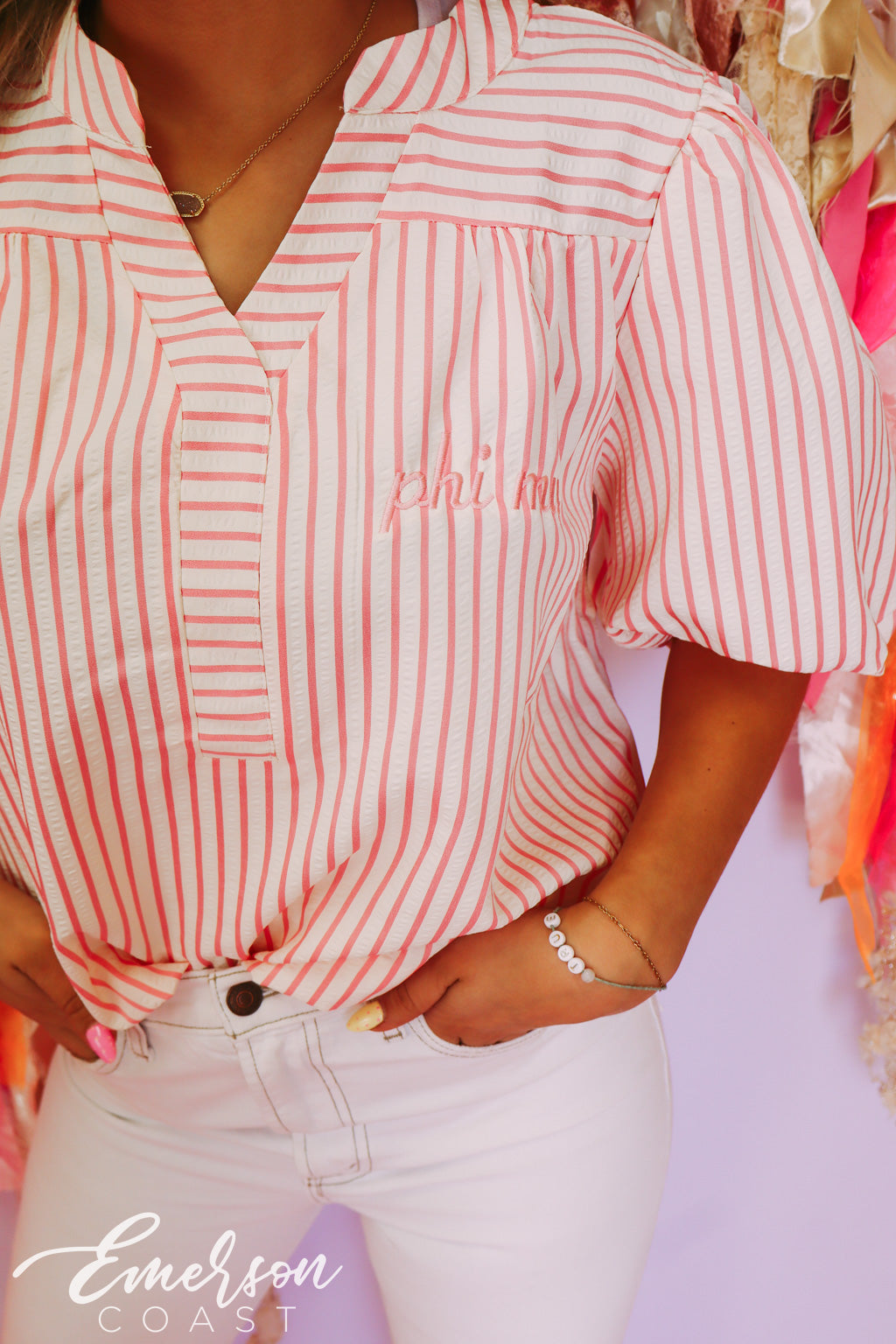 Phi Mu Striped Stratford Blouse