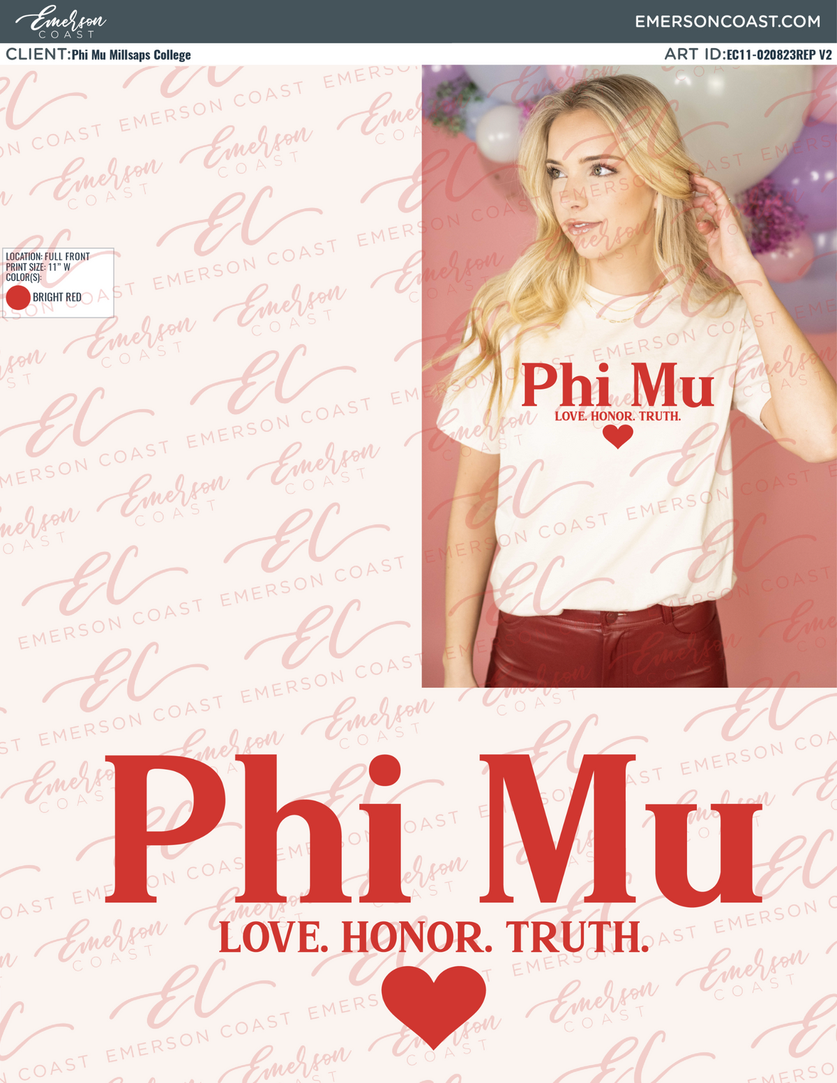 Phi Mu Love Honor Truth Recruitment Tee