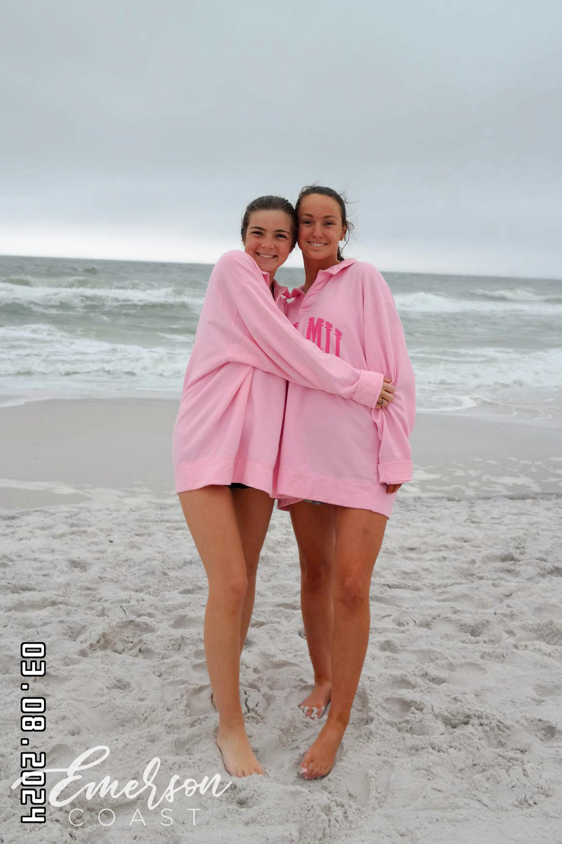 Phi Mu Pink Collared Crew Pullover