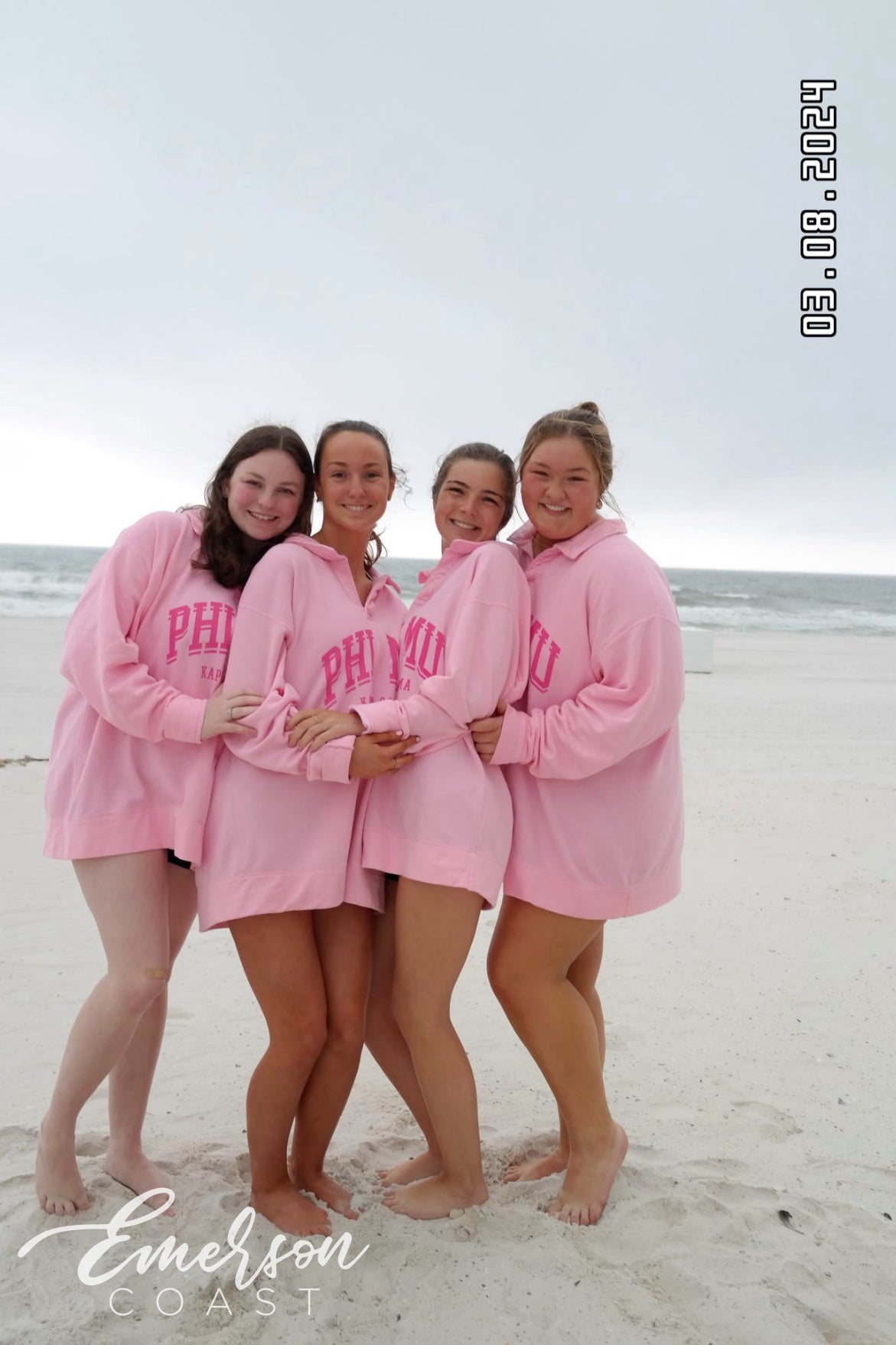 Phi Mu Pink Collared Crew Pullover