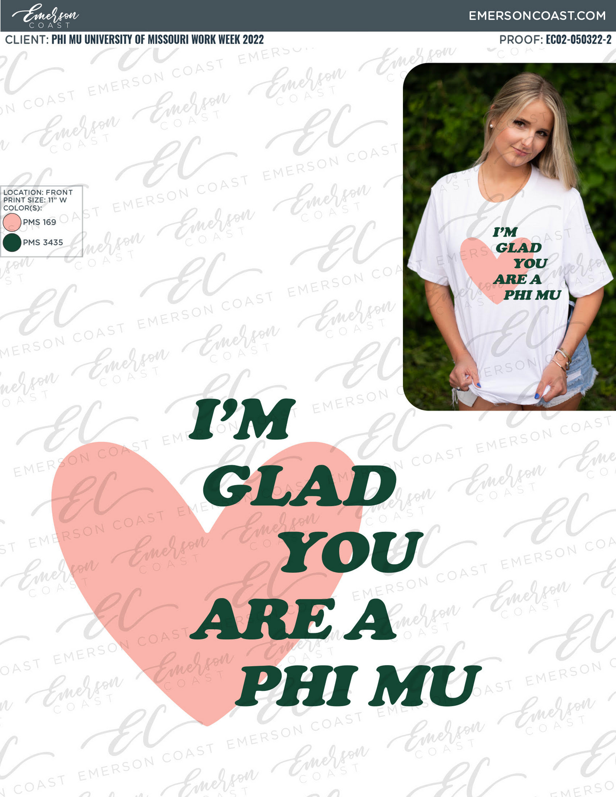 Phi Mu PR I&#39;m Glad You Are A Phi Mu Heart Tee
