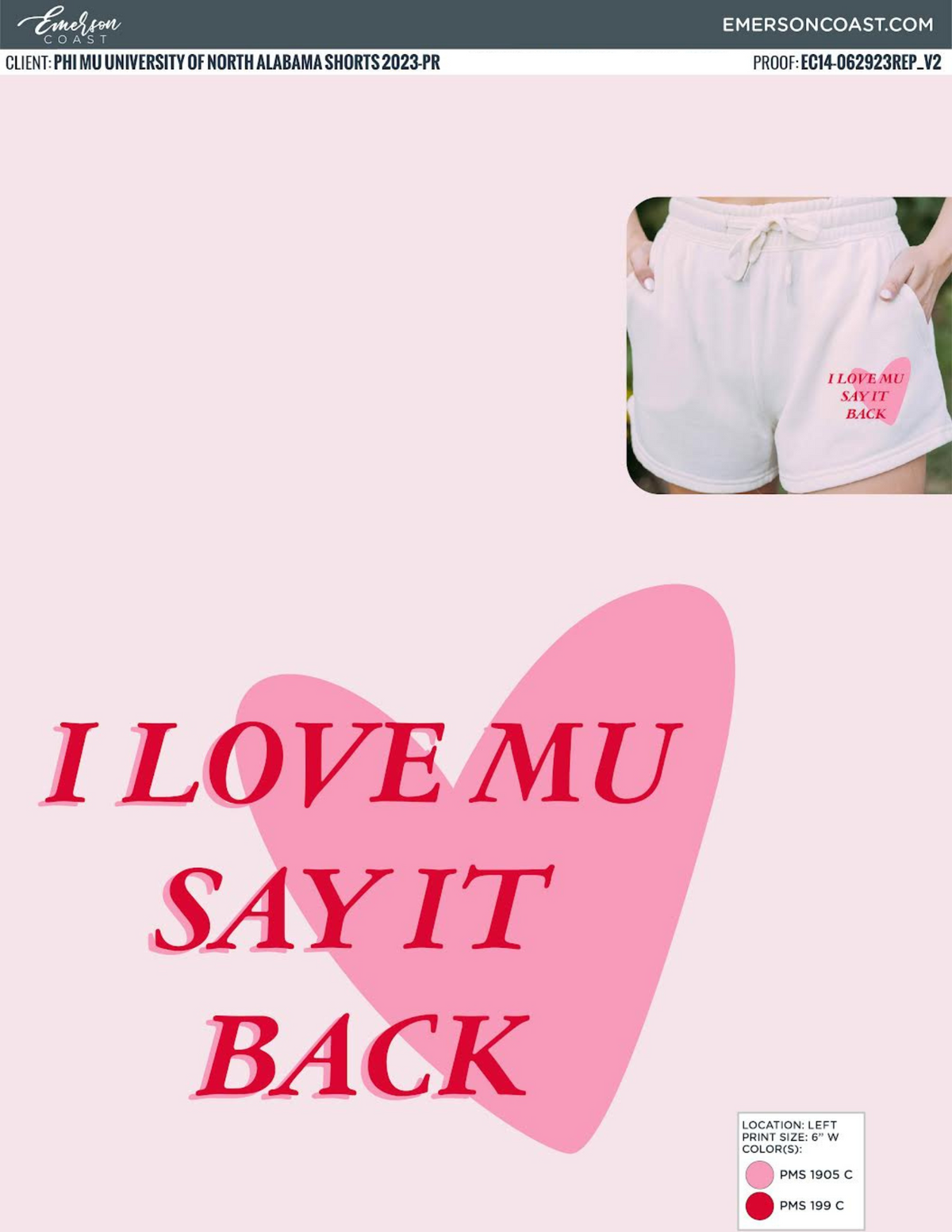 Phi Mu I Love Mu Say It Back Crewneck &amp; Shorts Set