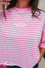 Phi Mu Pink Striped Tie-Back Top
