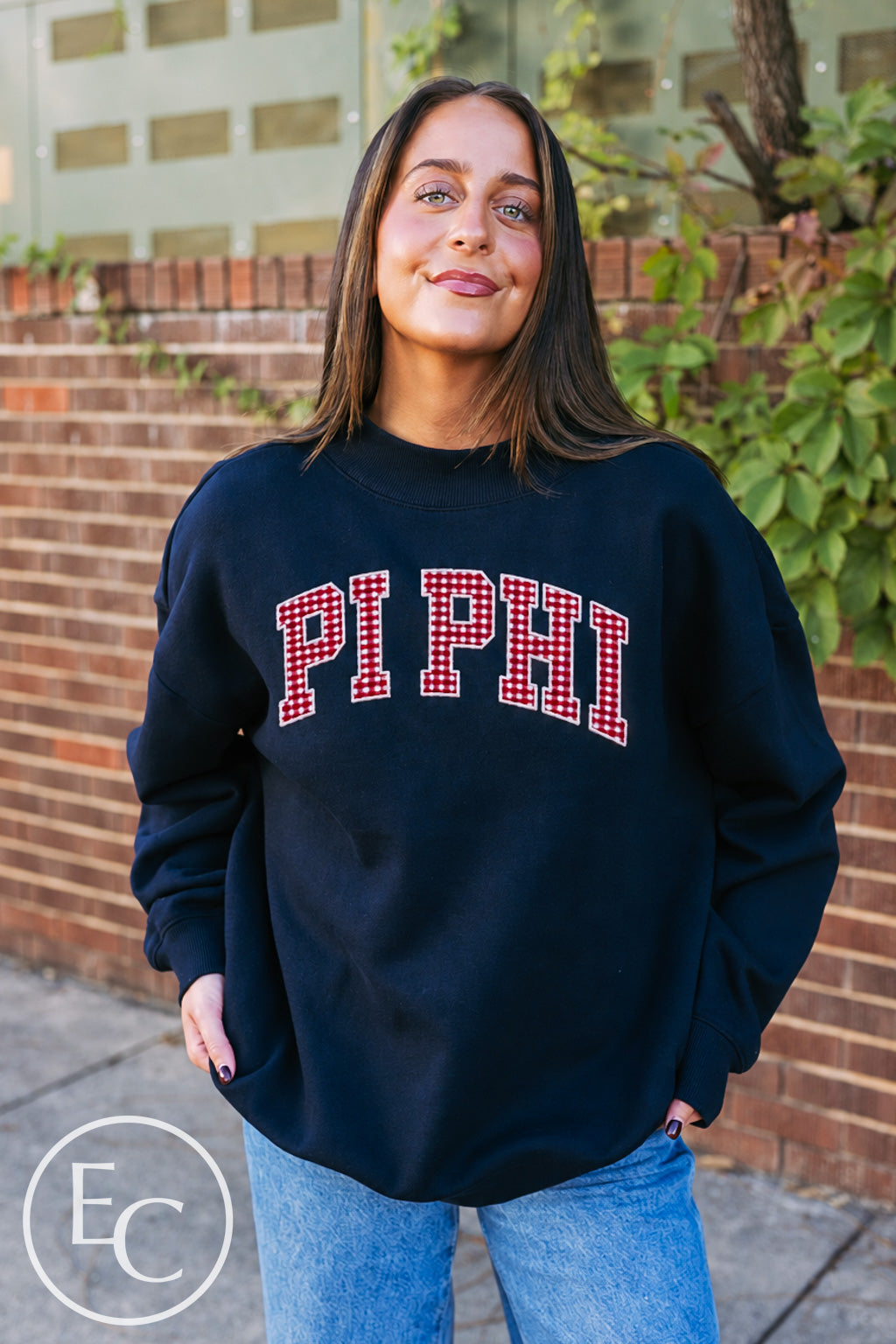 Pi Beta Phi Applique Navy Mockneck