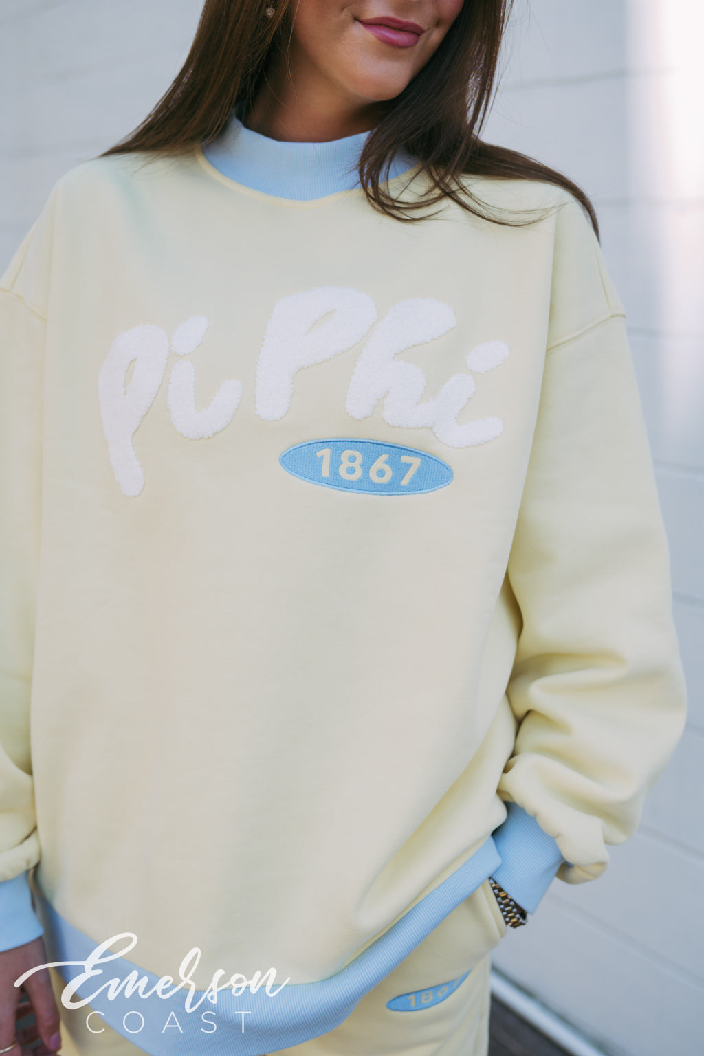 Pi Beta Phi Light Yellow Chenille Mockneck and Pants Set