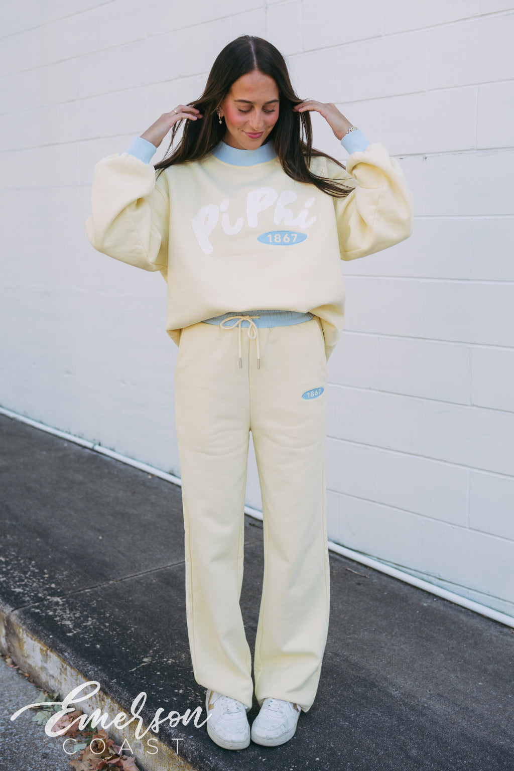 Pi Beta Phi Light Yellow Chenille Mockneck and Pants Set