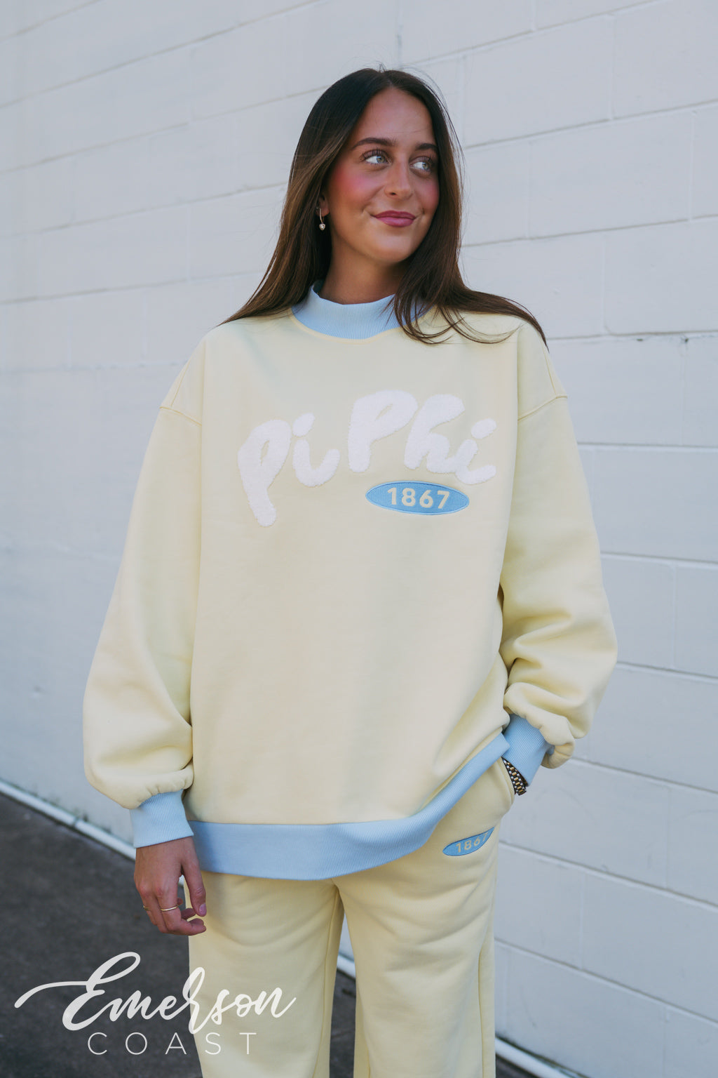 Pi Beta Phi Light Yellow Chenille Mockneck and Pants Set