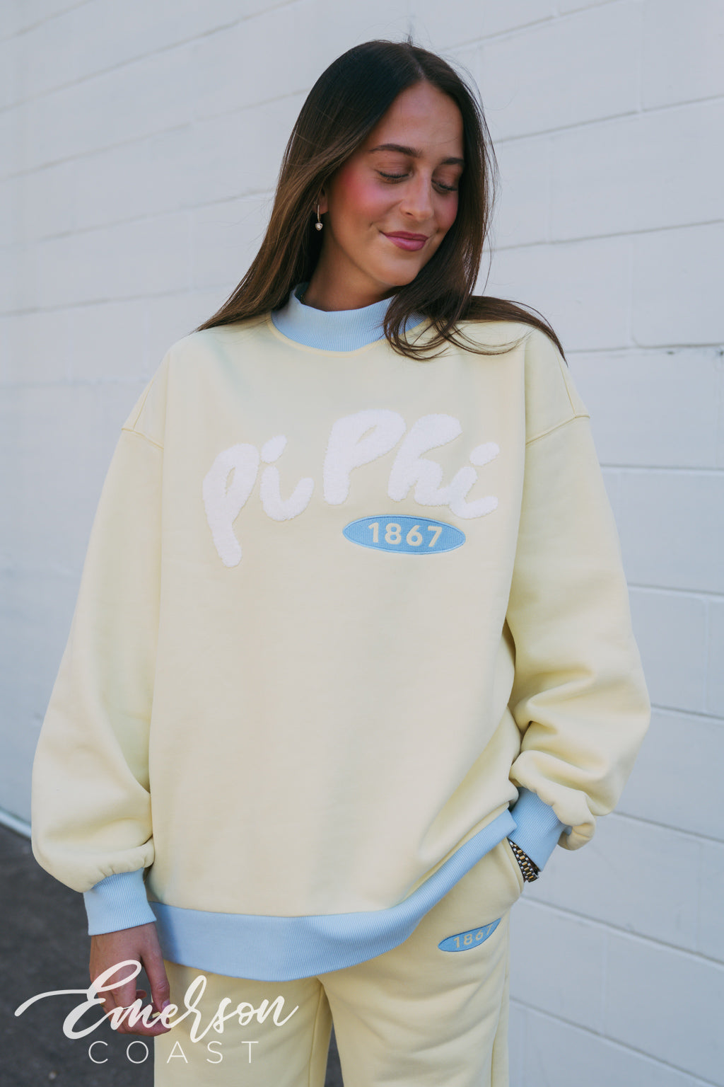 Pi Beta Phi Light Yellow Chenille Mockneck and Pants Set