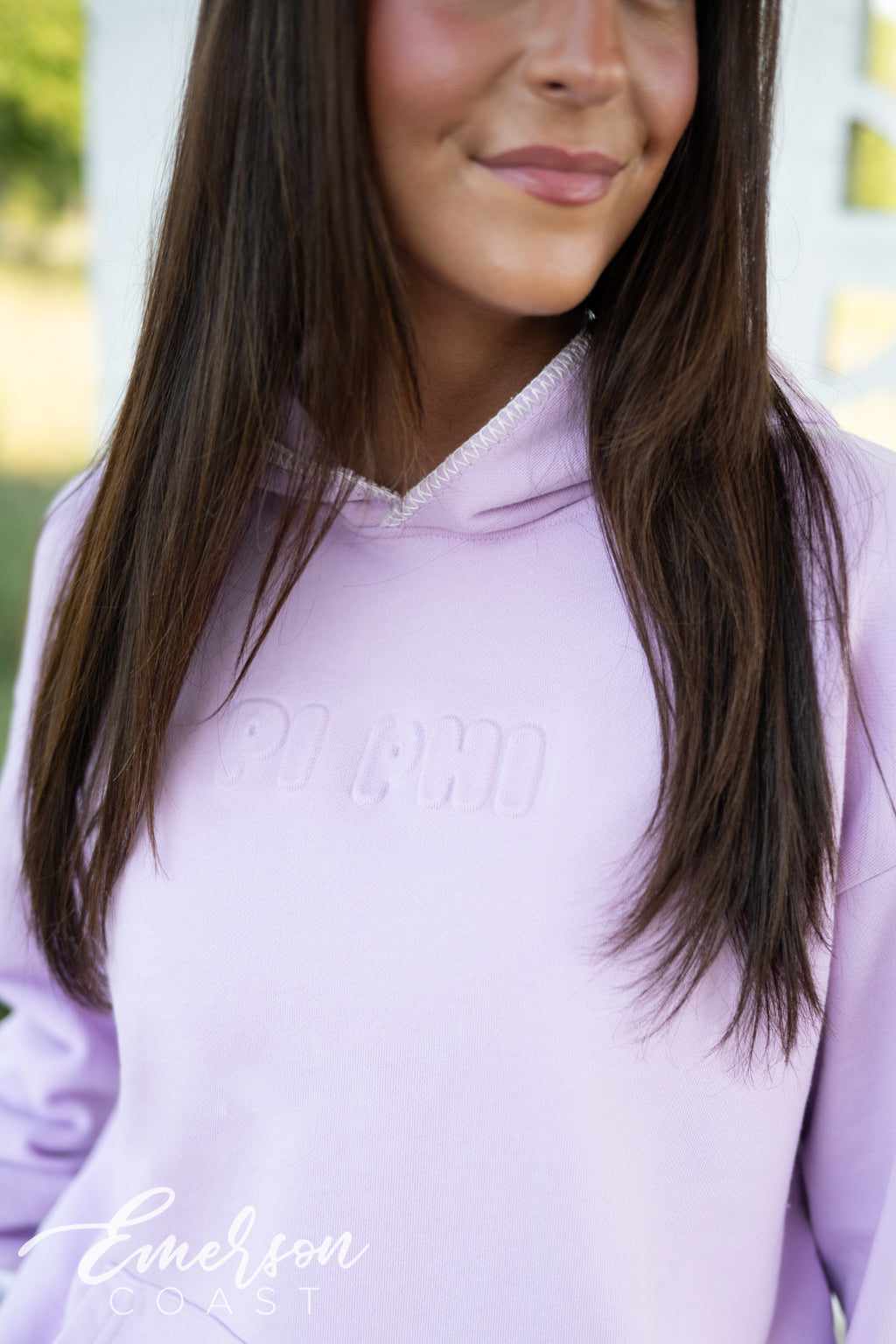 Pi Phi Embossed Lilac Hoodie and Shorts Set