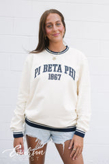 Pi Beta Phi Embroidered Letterman Crewneck