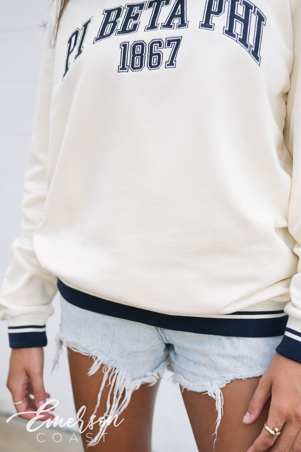 Pi Beta Phi Embroidered Letterman Crewneck