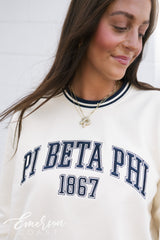 Pi Beta Phi Embroidered Letterman Crewneck
