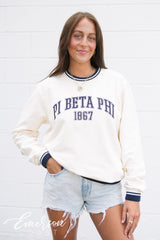 Pi Beta Phi Embroidered Letterman Crewneck