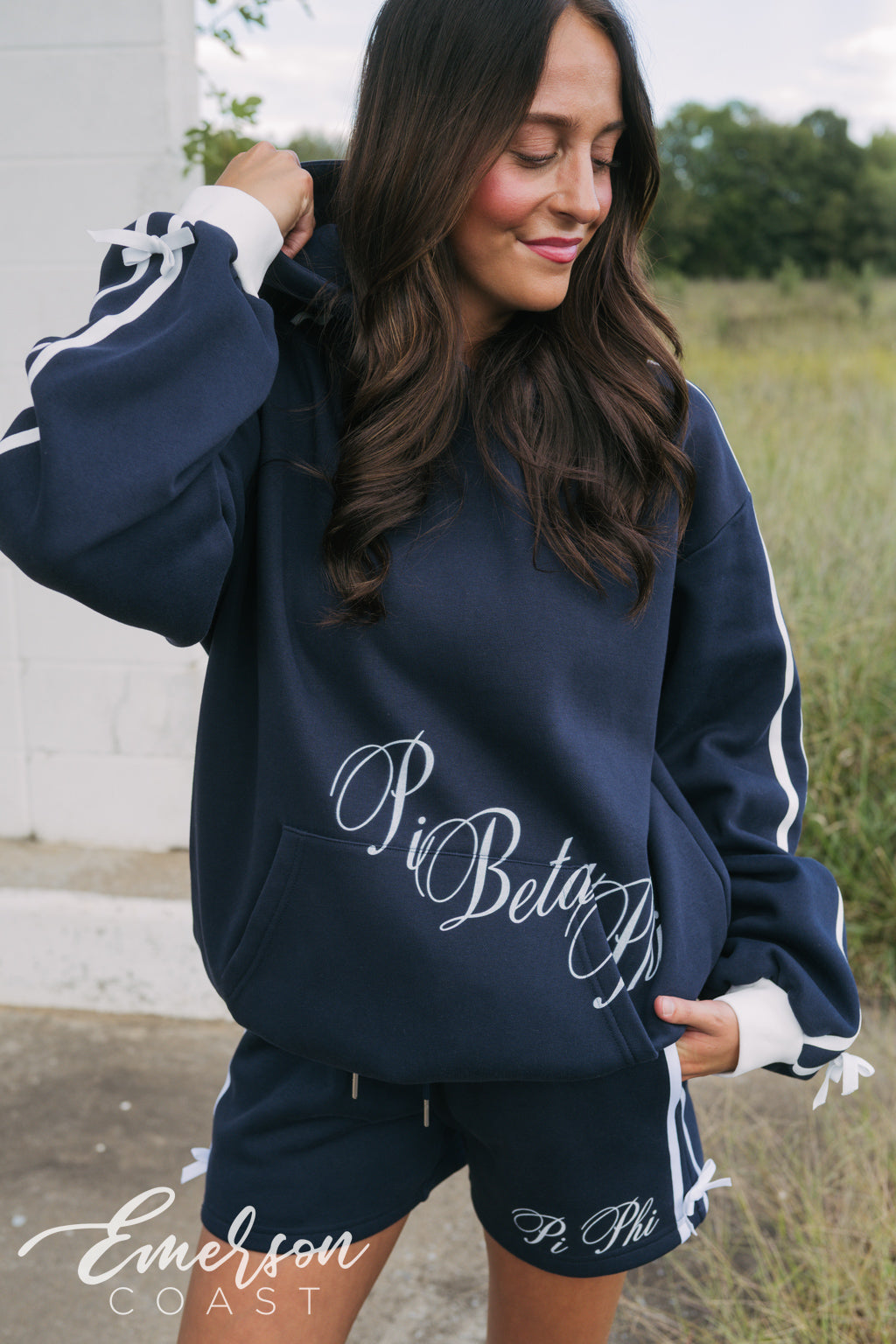 Pi Beta Phi Navy Sideline Bow Set