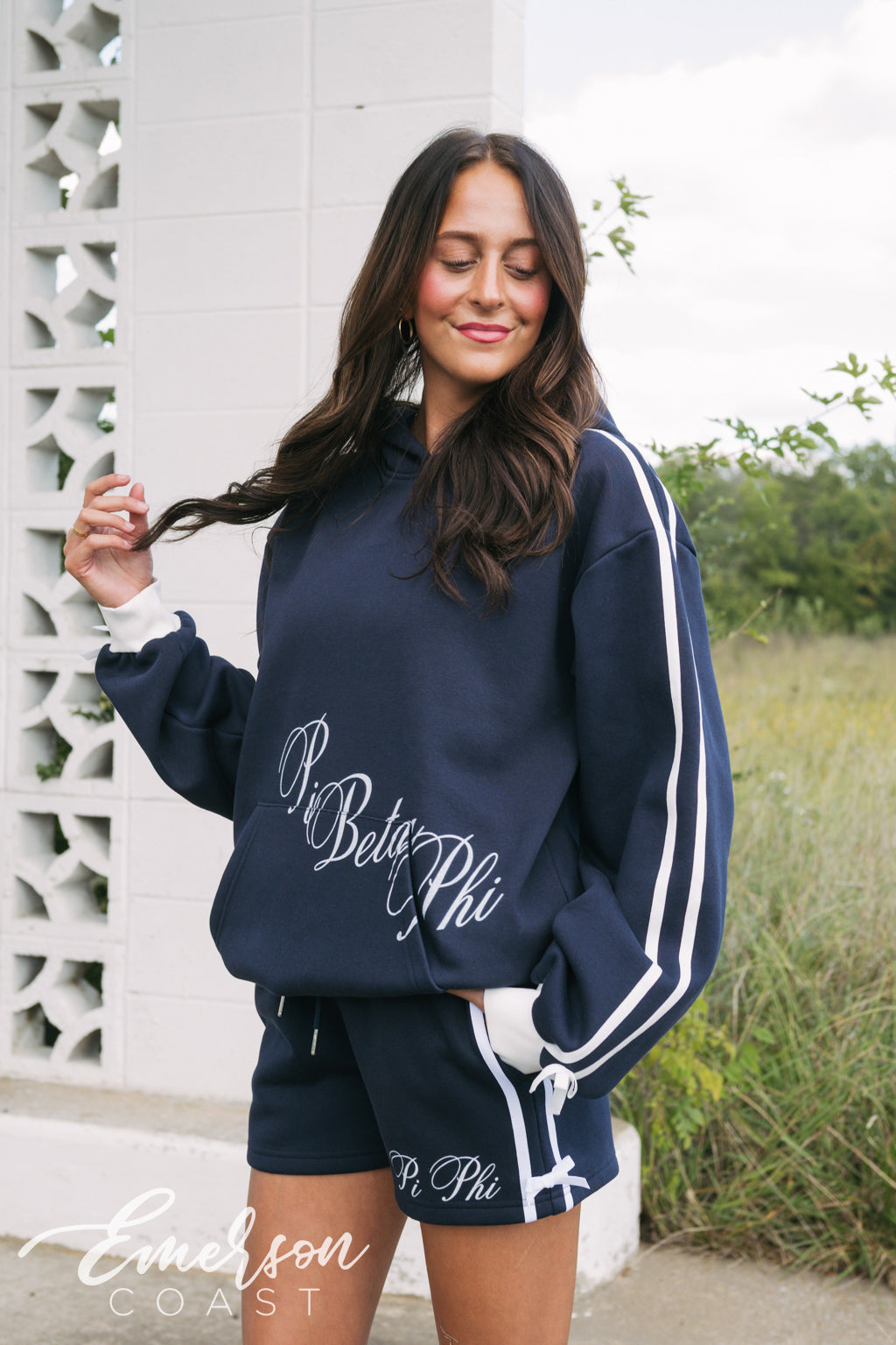 Pi Beta Phi Navy Sideline Bow Set