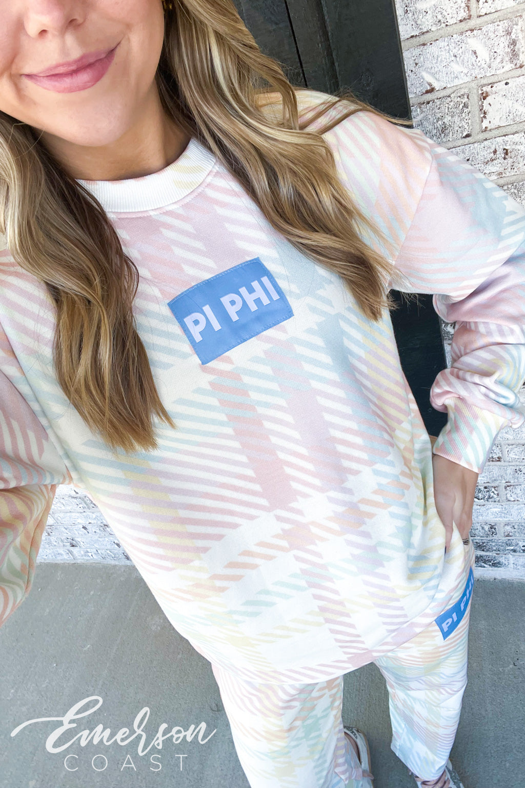 Pi Phi Pastel Plaid Patch Set