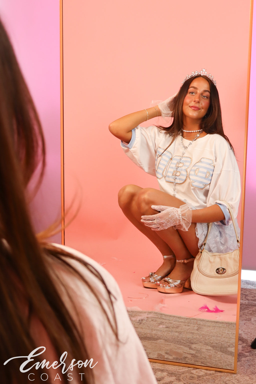 Pi Phi Striped & Sparkly Letter Jersey