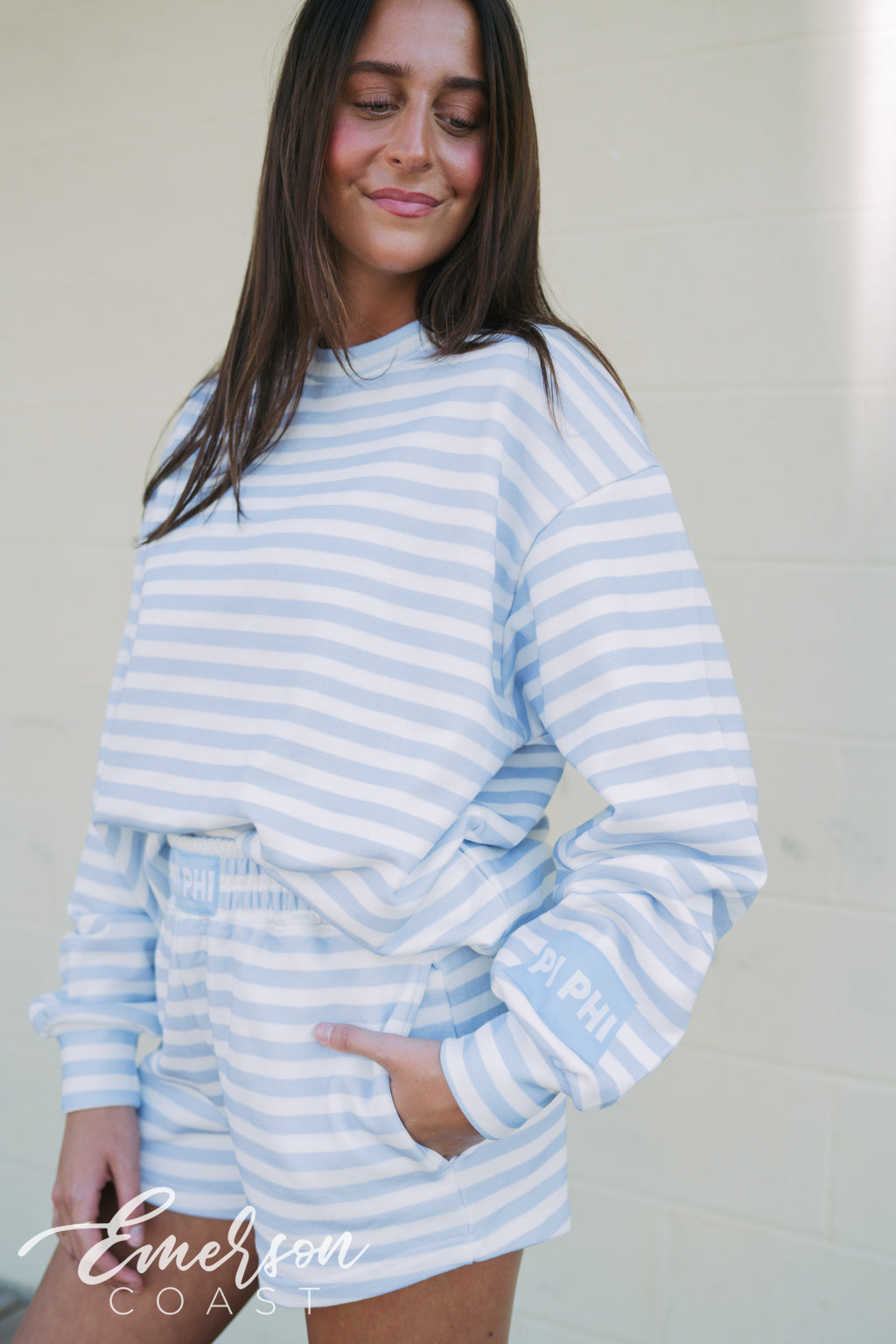 Pi Phi Light Blue Striped Patch Set