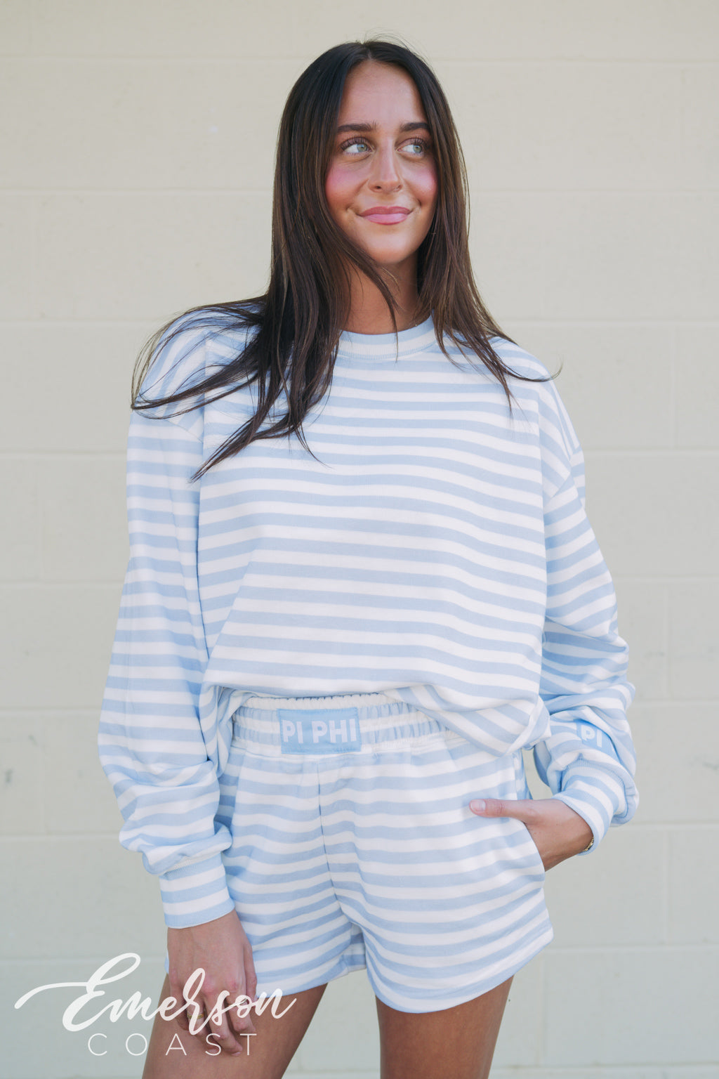 Pi Phi Light Blue Striped Patch Set