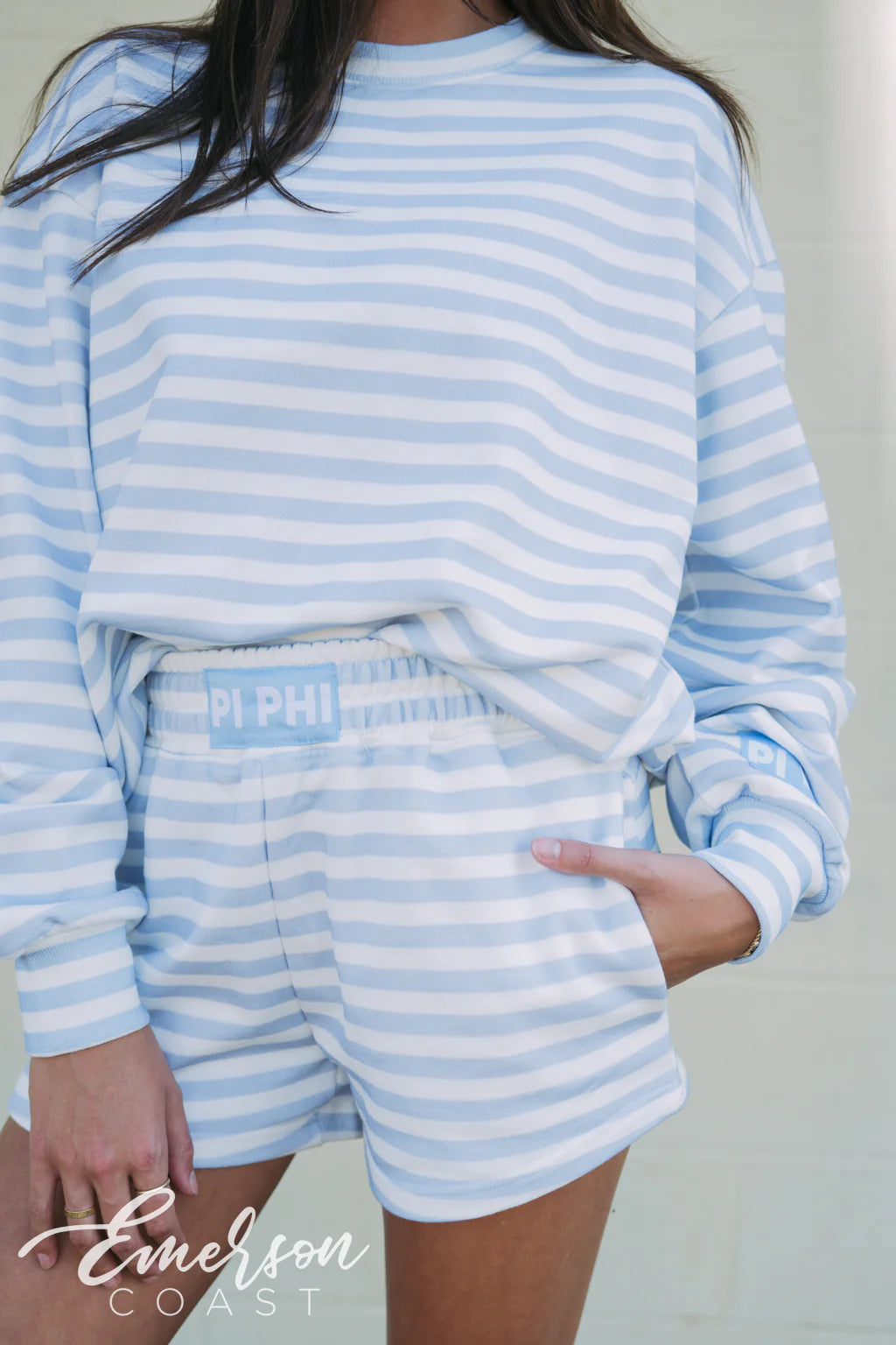 Pi Beta Phi Light Blue Striped Patch Set