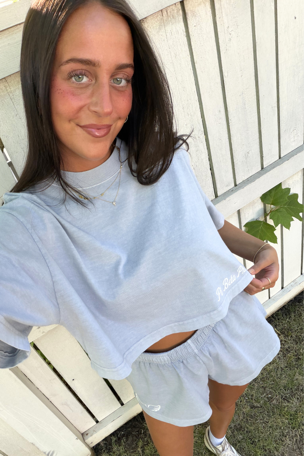 Bella garment dyed cropped tshirt and shorts set