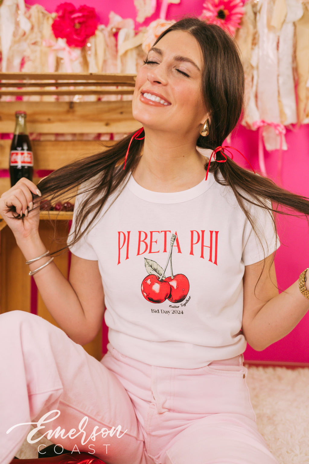 Pi Phi Better Together Cherry Bid Day Baby Tee