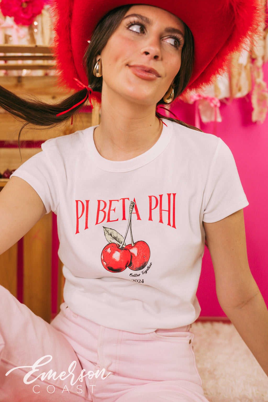 Pi Phi Better Together Cherry Bid Day Baby Tee