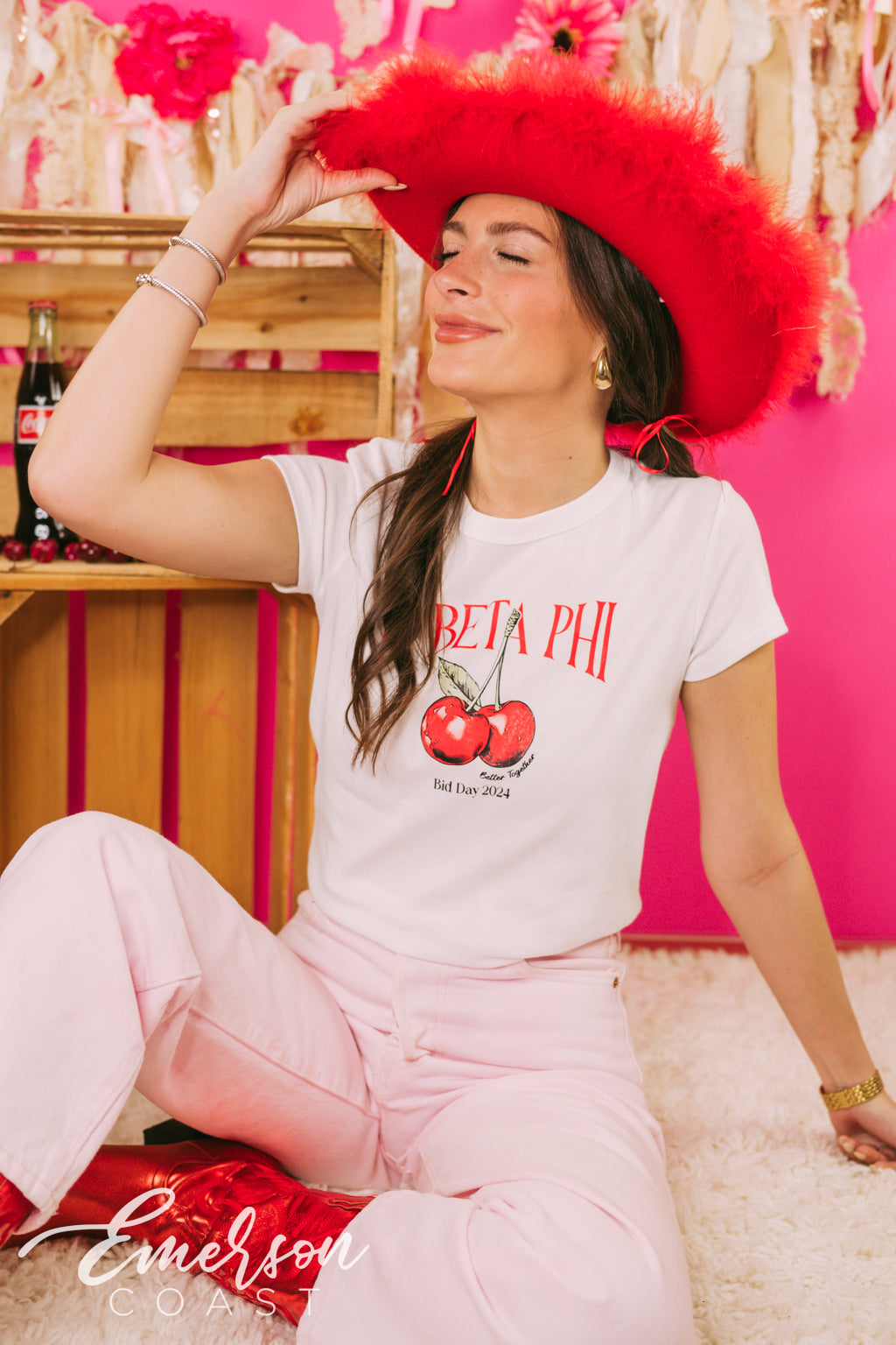 Pi Phi Better Together Cherry Bid Day Baby Tee