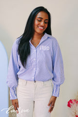 Pi Phi Smocked Cuffed Button Down