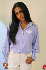 Pi Phi Smocked Cuffed Button Down