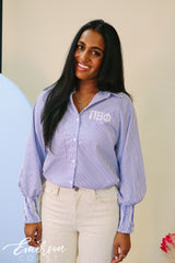 Pi Phi Smocked Cuffed Button Down