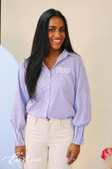 Pi Phi Smocked Cuffed Button Down