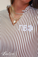 Pi Phi Seersucker Tie Sleeve Top